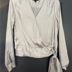 Banana Republic Tan Wrap Blouse with Tie Front